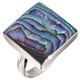 925 Silver Square Paua Abalone Shell Sterling Ring, 3/4"