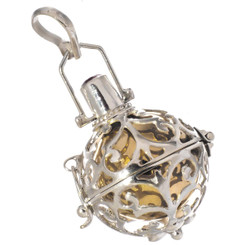 925 Silver Bali Chime Harmony Amethyst Locket Fob Pendant, 1 3/4"