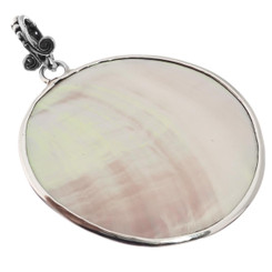 Round Genuine Nautilus Shell Sterling Silver Pendant, 1 5/8"