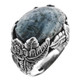 Natural Blue Coral Leaf Scrollwork 925 Sterling Silver Ring