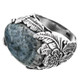 Natural Blue Coral Leaf Scrollwork 925 Sterling Silver Ring