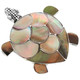 925 Silver Brown Mother of Pearl Inlay Turtle Sterling Pendant Brooch, 1 7/8"