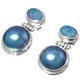 925 Silver Australian Opal Blue Mabe Ocean Pearl Sterling Post Earrings, 1"