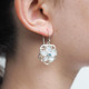 925 Silver Mother Of Pearl Flower Blue Topaz Filigree Sterling Earrings, 7/8"