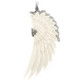 925 Silver Hand Carved Bison Bone Angel Wing In Cz Sterling Pendant, 3 1/2"