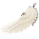 925 Silver Hand Carved Bison Bone Angel Wing In Cz Sterling Pendant, 3 1/2"