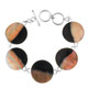 925 Silver Five Round Brownlip Mother Of Pearl Shell Sterling Bracelet