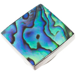 925 Silver Square Paua Abalone Shell Sterling Us 7 Ring, 7/8"