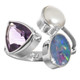 925 Silver Amethyst Trillion Australian Blue Opal Freshwater Pearl Ring (6,7,8)