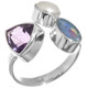 925 Silver Amethyst Trillion Australian Blue Opal Freshwater Pearl Ring (6,7,8)