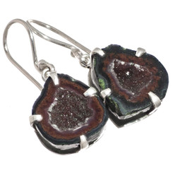 925 Silver Genuine Mexican Tabasco Geode Druzy Sterling Earrings