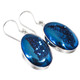 925 Silver Sparklinkg Cobalt Blue Titanium Agate Druzy Sterling Earrings, 1"