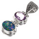 925 Silver Purple Amethyst Genuine Australian Opal Sterling Pendant, 1 7/16"