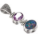 925 Silver Purple Amethyst Genuine Australian Opal Sterling Pendant, 1 7/16"