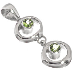 925 Silver Peridot Double Hoop Handmade Solid Weight Drop Dangle Pendant