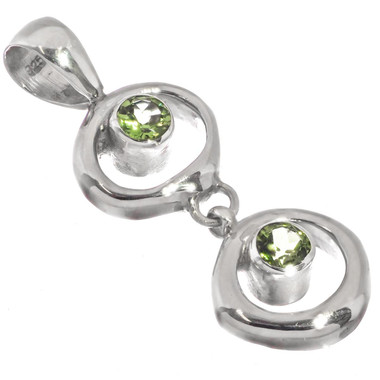 925 Silver Peridot Double Hoop Handmade Solid Weight Drop Dangle Pendant