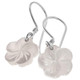 925 Silver Dainty White Plumeria Mother Of Pearl Shell Flower  Earrings, 3/8"