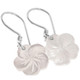 925 Silver Dainty White Plumeria Mother Of Pearl Shell Flower  Earrings, 3/8"