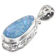 925 Silver Genuine Australian Opal In Filigree Sterling Setting Pendant, 1"