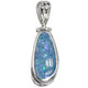 925 Silver Genuine Australian Opal In Filigree Sterling Setting Pendant, 1"