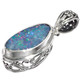 925 Silver Genuine Australian Opal In Filigree Sterling Setting Pendant, 1"