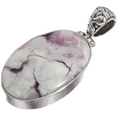 925 Silver Purple Rare Utah Tiffany Stone Handmade Sterling Pendant, 1 1/2"