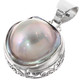 925 Silver Ocean Cultured Mabe Blister Pearl Scroll Filigree Pendant, 1 5/8"