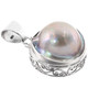 925 Silver Ocean Cultured Mabe Blister Pearl Scroll Filigree Pendant, 1 5/8"