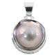 925 Silver Ocean Cultured Mabe Blister Pearl Scroll Filigree Pendant, 1 5/8"