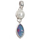 925 Silver Australian Opal White Freshwater Pearl Sterling Pendant, 1 1/4"