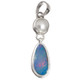 925 Silver Australian Opal White Freshwater Pearl Sterling Pendant, 1 1/4"