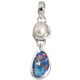 925 Silver Australian Opal White Freshwater Pearl Sterling Pendant, 1 1/4"