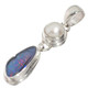 925 Silver Australian Opal White Freshwater Pearl Sterling Pendant, 1 1/4"
