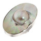 925 Silver Oval Opulent Mabe Blister Mother Of Pearl Shell Sz 6 Ring, 1 1/4"