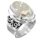 925 Silver Sparkling White Opal Titanium Agate Druzy Sterling Sz 6 Ring