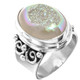 925 Silver Sparkling White Opal Titanium Agate Druzy Sterling Sz 7 Ring