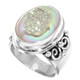 925 Silver Sparkling White Opal Titanium Agate Druzy Sterling Sz 7 Ring