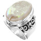 925 Silver Sparkling White Opal Titanium Agate Druzy Sterling Sz 7 Ring