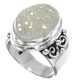 925 Silver Sparkling White Opal Titanium Agate Druzy Sterling Sz 9 Ring