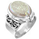 925 Silver Sparkling White Opal Titanium Agate Druzy Sterling Sz 9 Ring