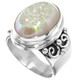 925 Silver Sparkling White Opal Titanium Agate Druzy Sterling Sz 9 Ring