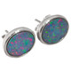 Dark Blue Australian Natural Opal 925 Sterling Silver Stud Earrings, 3/8"