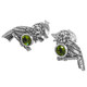 925 Silver Exquisite Parrot Bird Design Peridot Sterling Post Earrings, 13/16"