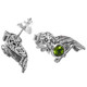 925 Silver Exquisite Parrot Bird Design Peridot Sterling Post Earrings, 13/16"