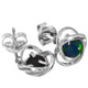 925 Silver Dainty Genuine Australian Opal Triplet Sterling Post Earrings, 7/16"