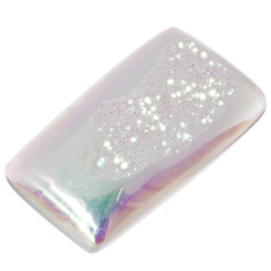 Rectangle White Opal Titanium Agate Druzy 42x23mm Cabochon US Made, 1 5/8"