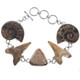 925 Silver Ammonite Shark Tooth Coral Fossil Sterling Bracelet