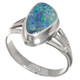 925 Silver Blue Natural Australian Opal Sterling Sz 7 Ring