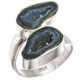 Genuine Mexican Geode Druzy Pair 925 Sterling Silver Ring, US 7