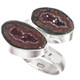 Genuine Mexican Geode Druzy Pair 925 Sterling Silver Ring, US 7